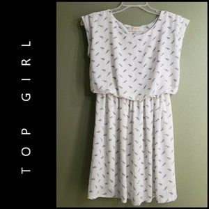 Top Girl Woman Sleeveless Cuff Sleeve Short Dress